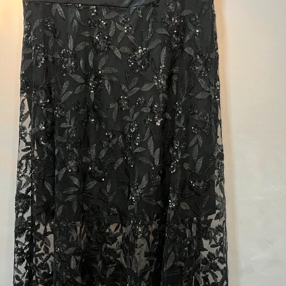 Blondie Nites Black Sequin Floral A-Line Formal Dress Gown Size 17 - Picture 10 of 14